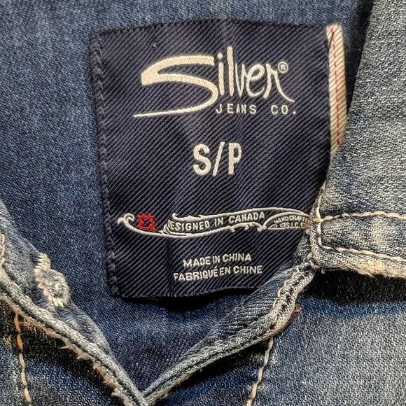 Silver Jeans Womens Denim Jacket Size SMALL PETITE Blue Medium Wash - Picture 8 of 8